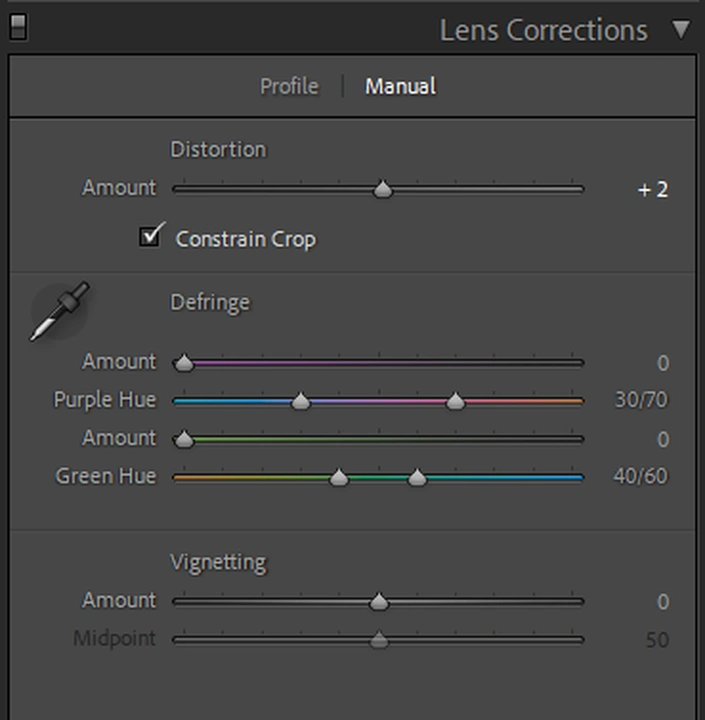 Lens Corrections in lightroom
