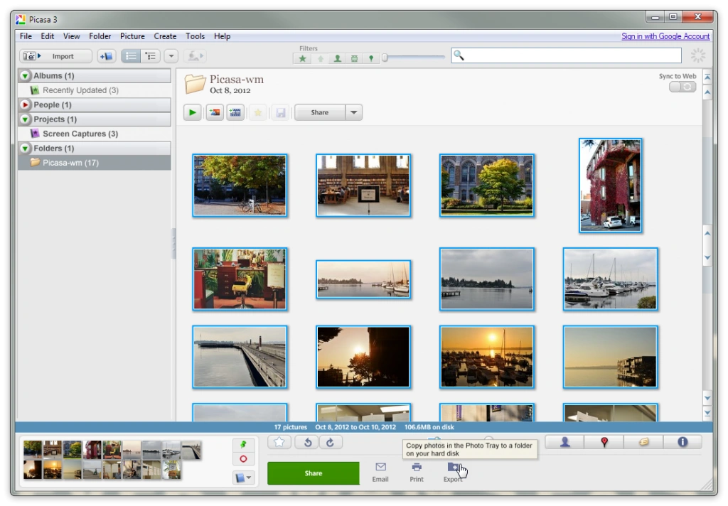 Picasa - Export Multiple Images