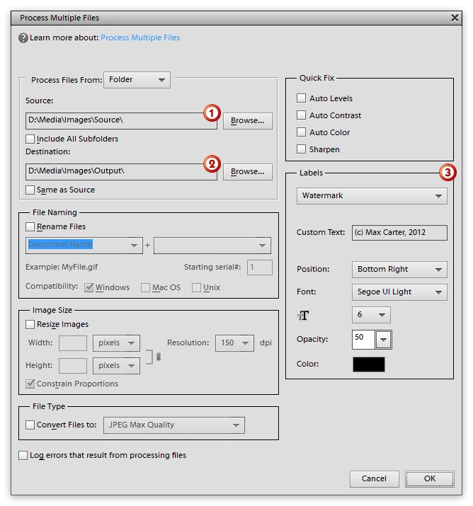 Photoshop Elements - Meerdere bestanden dialoog