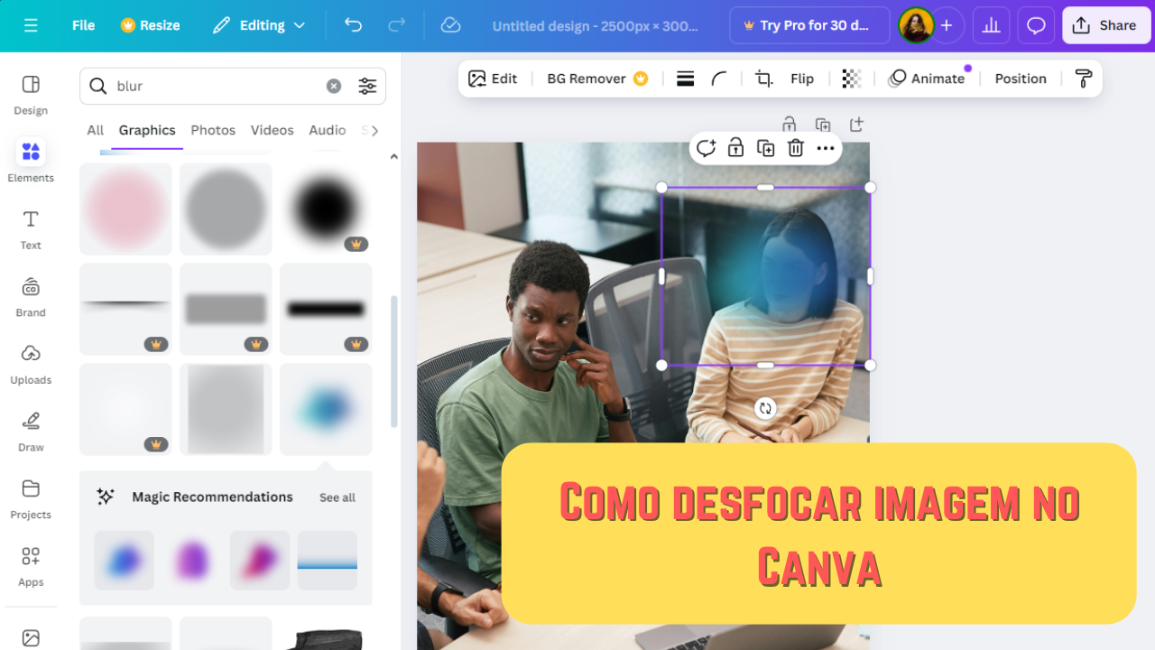 Como desfocar imagem no Canva