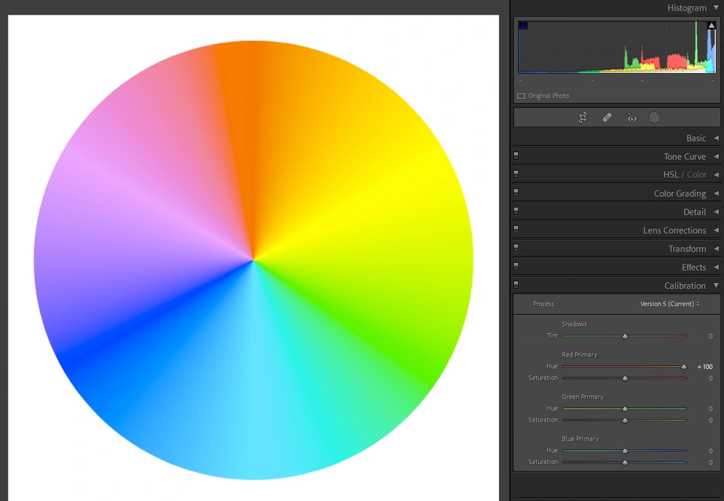 Calibration Panel in lightroom