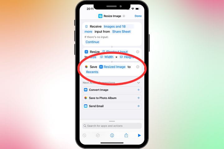 how to  make a picture smaller on iPhone with shortcuts