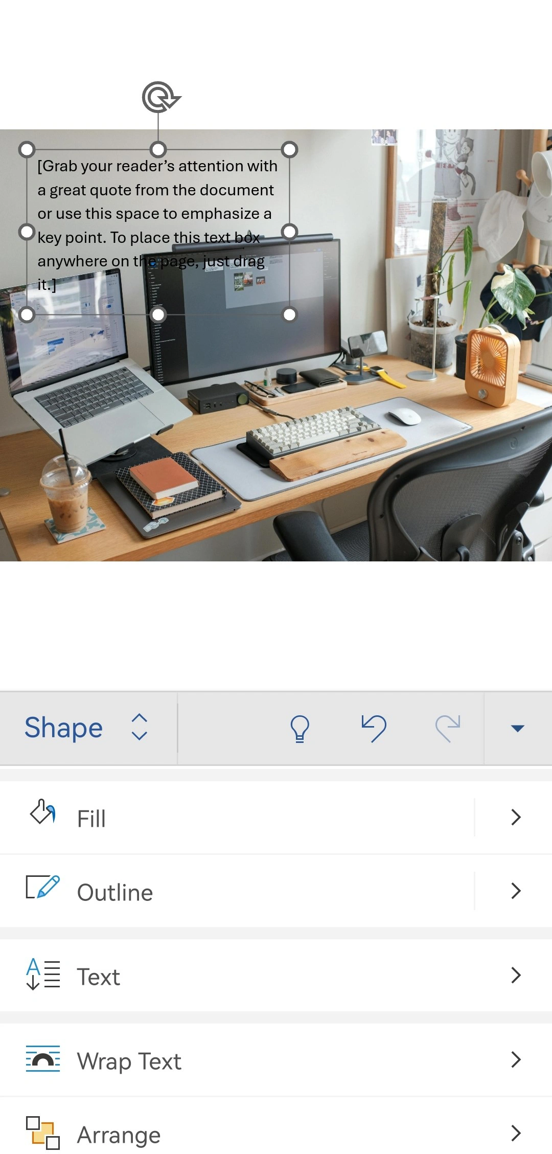 How to Add Text to a Picture in Microsoft Word on a Smartphone