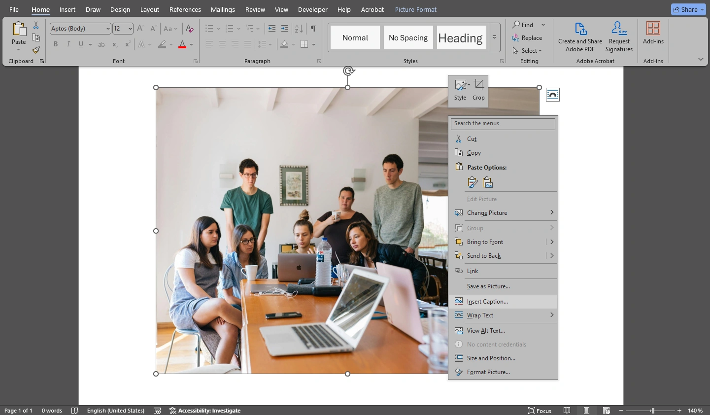 how to add text to a picture in word