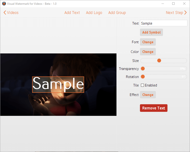 Video watermark appearance options